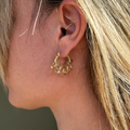 Hazel earrings with beige crystals on gold hoops – Feminine Creatures