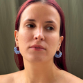 Luna earrings with violet crystals on silver hoops – Feminine Creatures
