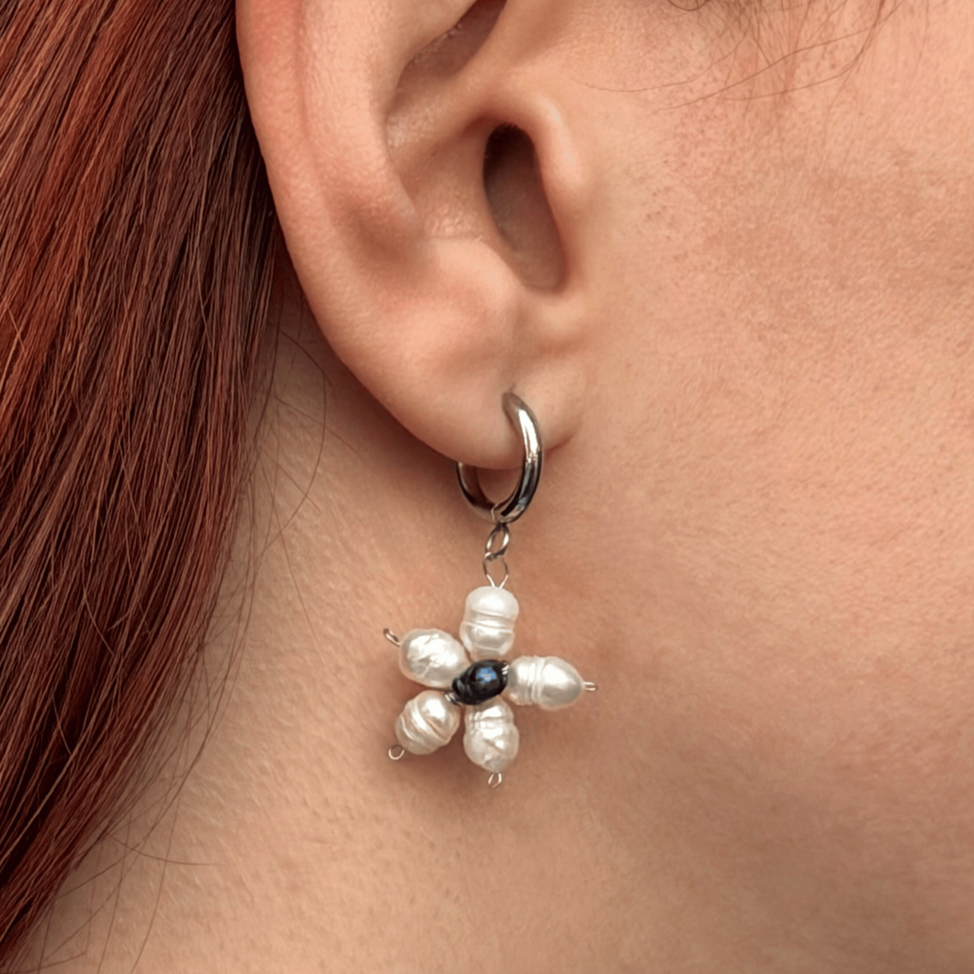 The Moonflower earrings with pearl flower – Feminine Creatures