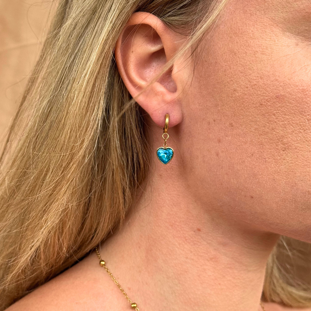 Σκουλαρίκια Θεϊκή Καρδιά σε Μπλε Χρώμα