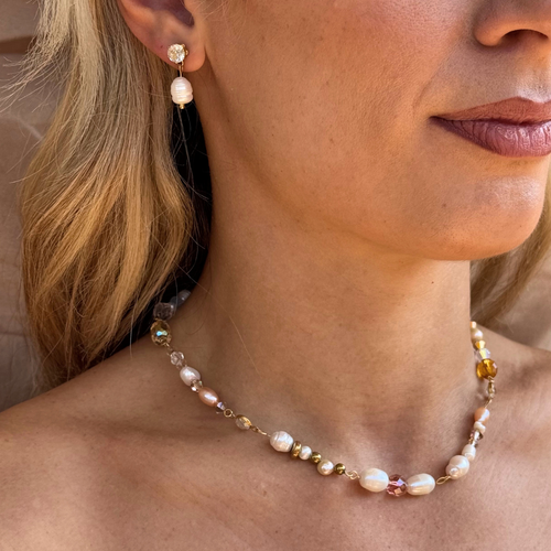Handmade Calypso pearl and crystal necklace – Feminine Creatures