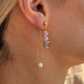 Pinkdust earrings with pink and purple crystals – Feminine Creatures