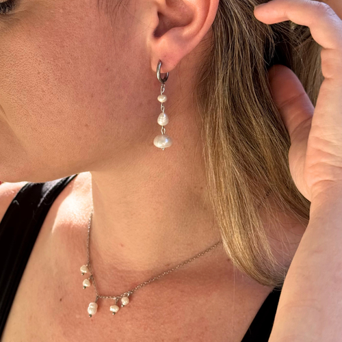 Handmade Amélie three pearl hoop earrings – Feminine Creatures