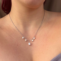 Selene in Silver necklace with five freshwater pearls – Feminine Creatures