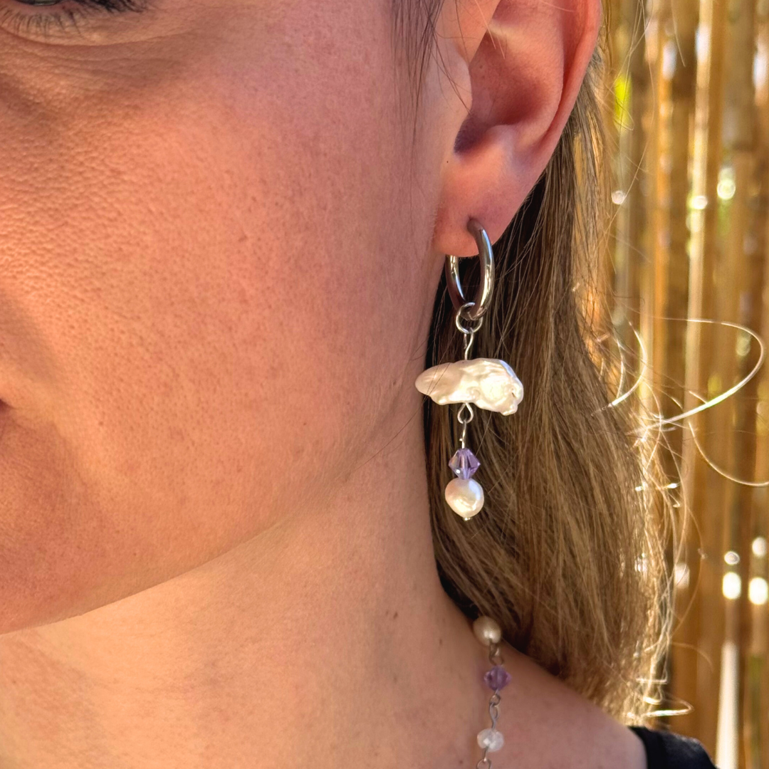 Σκουλαρίκια με βιολετί βροχή