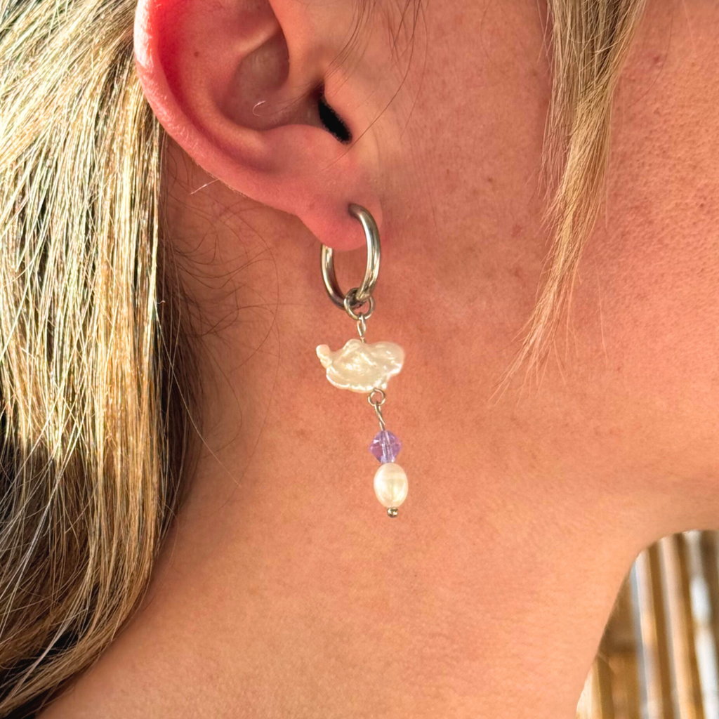 Σκουλαρίκια με βιολετί βροχή