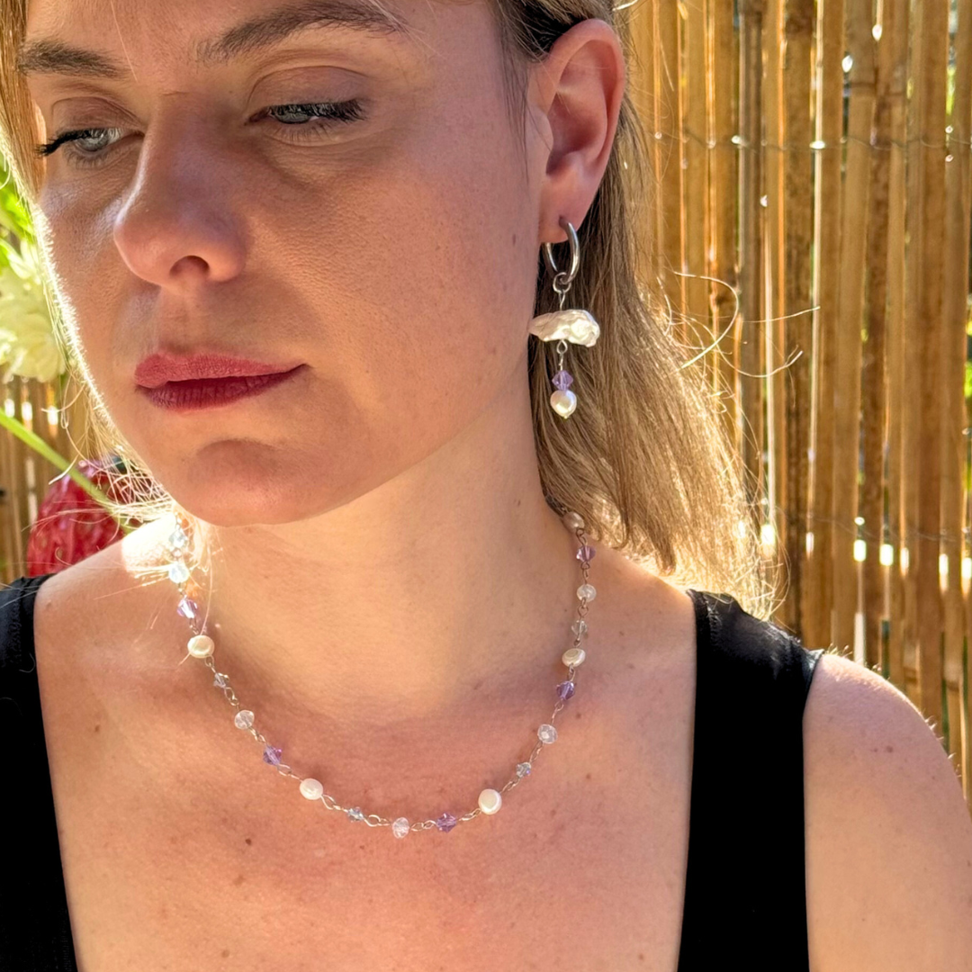 Σκουλαρίκια με βιολετί βροχή