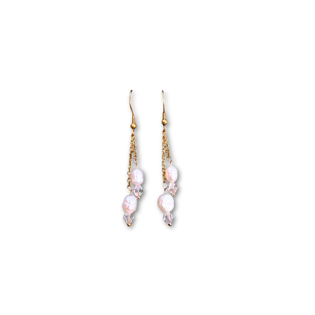 Dancing Pearls in Gold Earrings