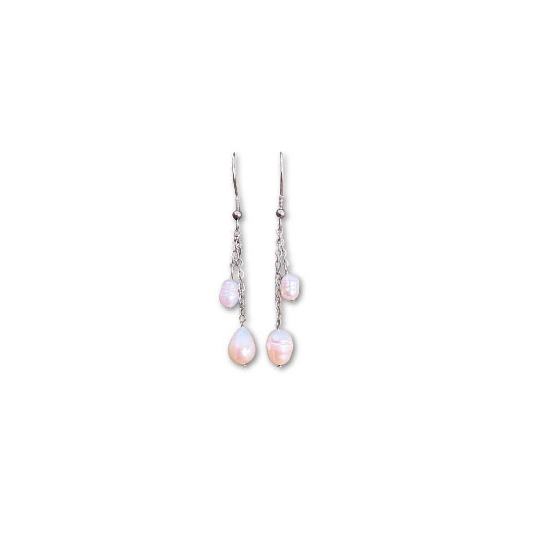 Dancing Pearls in Silver Earrings