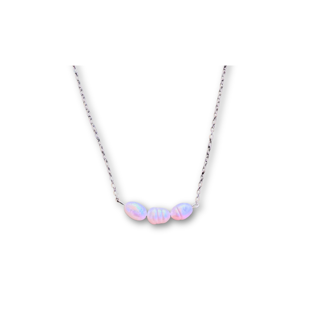 Three Wishes necklace worn by a model – Feminine Creatures