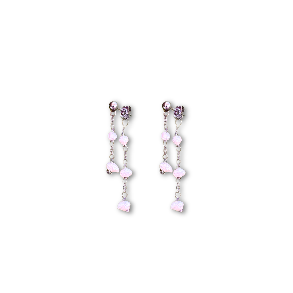 Handmade Arete silver pearl chain earrings – Feminine Creatures