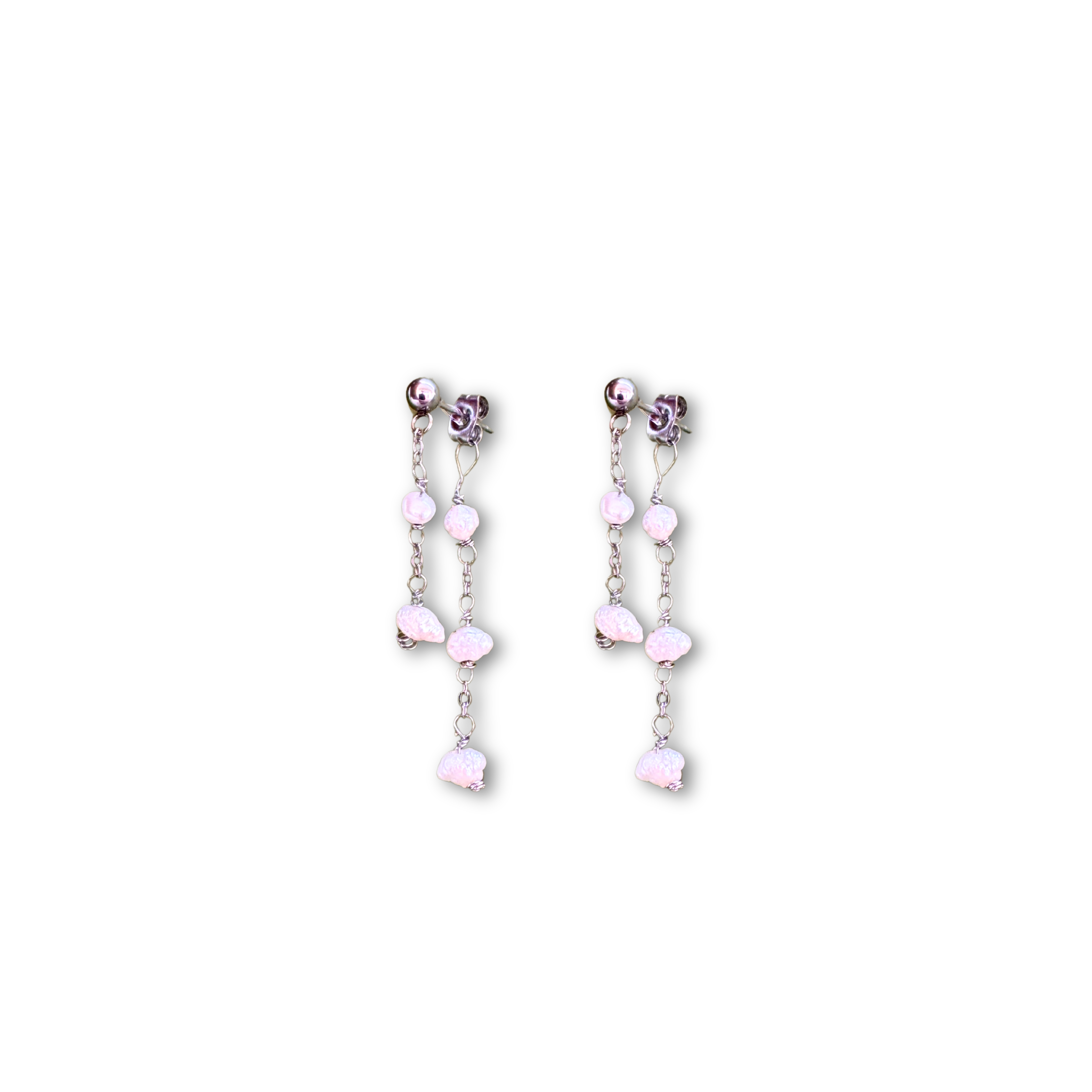 Handmade Arete silver pearl chain earrings – Feminine Creatures