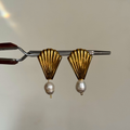 Theia gold shell and pearl earrings – Feminine Creatures