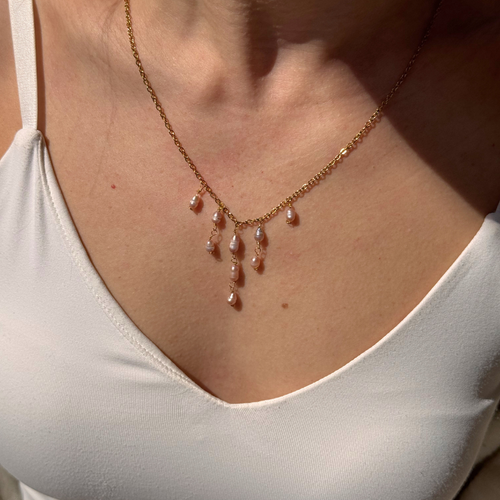 Handmade Athena cascading pink pearl necklace – Feminine Creatures