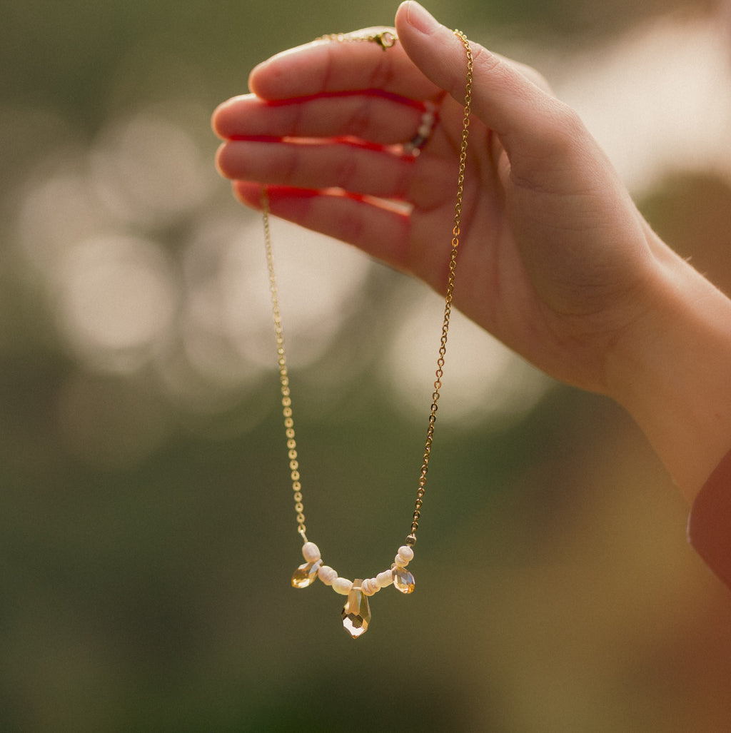 Handmade Trinity Glow crystal drop necklace – Feminine Creatures
